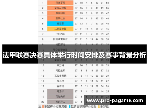 法甲联赛决赛具体举行时间安排及赛事背景分析